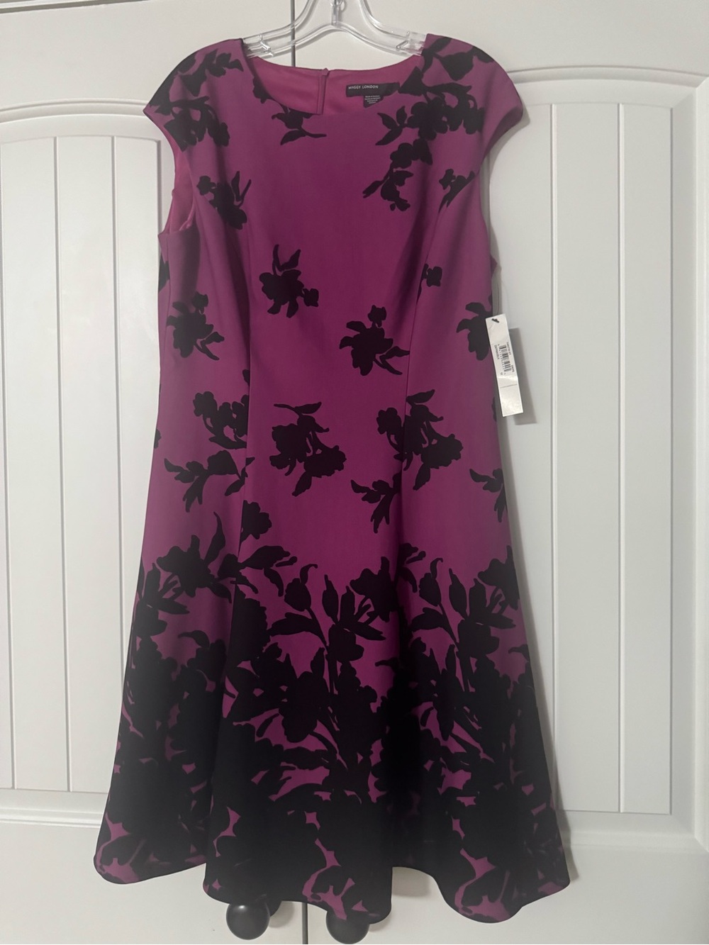 Maggy London Purple and Black Floral Midi Dress